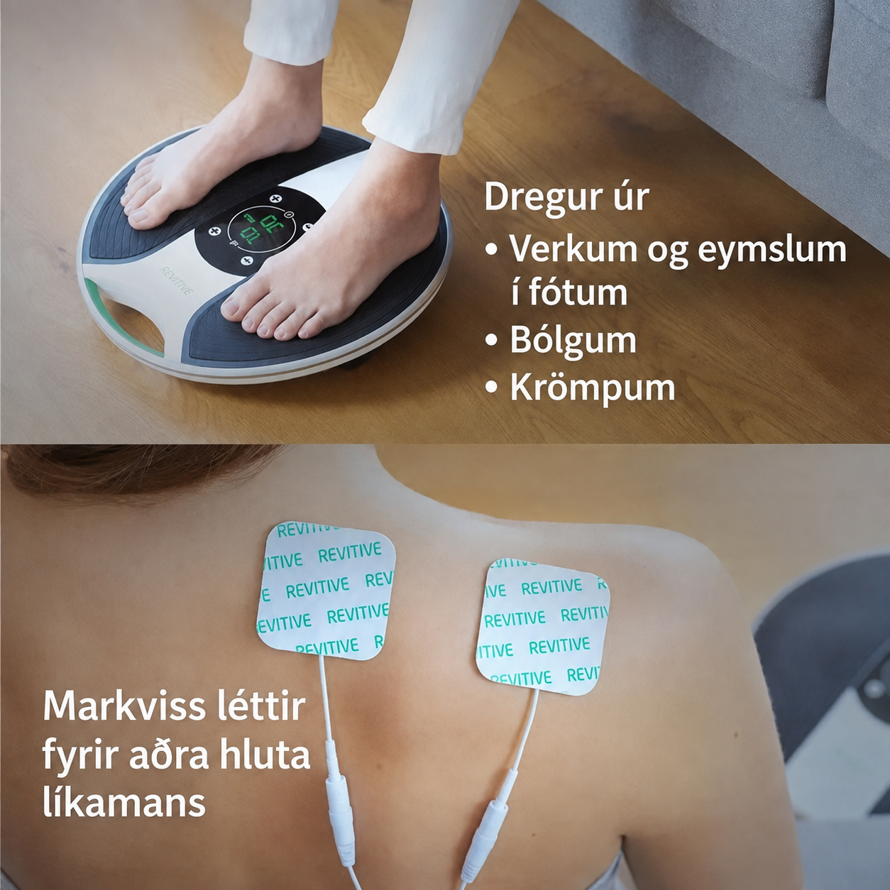 NÝTT Revitive Medic® – Klínískt sannreyndur blóðrásarörvi – Lyfjalaus lindrun við verkjum og eymslum í fótleggjum og líkama